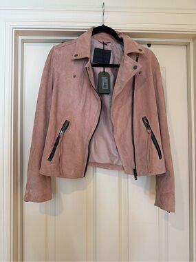All Saints Leather Jacket in Dusty Pink